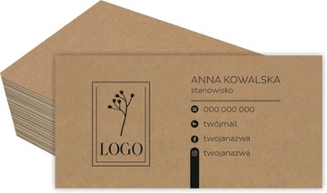 100 szt Eko wizytówki firmowe kraft 250g + projekt PROJEKT GRATIS