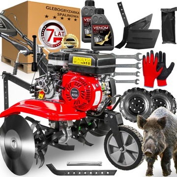 POTĘŻNA GLEBOGRYZARKA SPALINOWA SILNIK RATO 212 CM³ DZIK Z TURBO + OBSYPNIK