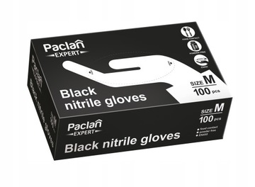 Rekawiczki NITRYLOWE CZARNE Paclan Expert M 100 sz