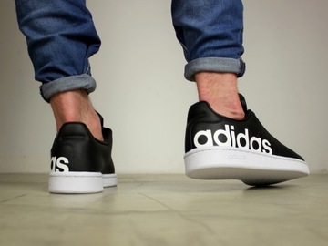 męskie buty Adidas SKÓRA trampki CZARNE sportowe wygodne sneakersy