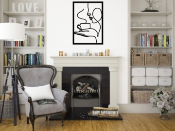 Красивая Ажурная Настенная Картина Женщина Кофе 3D Панно