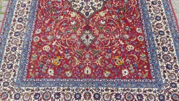 ИСФАХАНСКИЙ ПОДПИСАННЫЙ ГЛЯНЦЕВЫЙ R.ТКАНЫЙ ПЕРСИДСКИЙ КОВЕР ШЕЛК + ШЕРСТЬ ПРОБКА 158/260