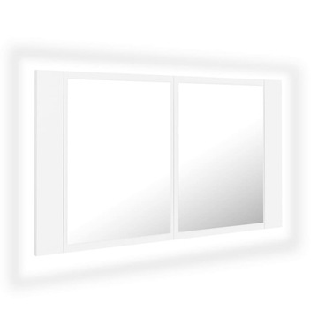 Szafka łazienkowa z lustrem i LED, biała, 80x12x45