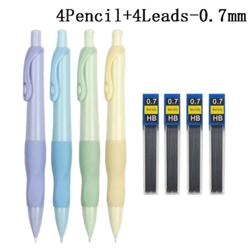 4 шт./лот, набор механических карандашей с удобной ручкой, 0,5/0,7/0,9/2,0 мм, стержни 2B