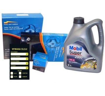 FILTRY + olej MOBIL 10w40 VW Polo 9N 1.4 16v 75KM