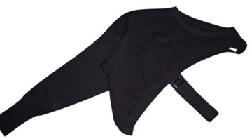 SHEIN czarny sweterek jeden rękaw pasek sexi r.one size