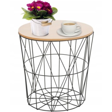 STOLIK DRUCIANY TWINS ROUND L DUŻY METALOWY LOFT