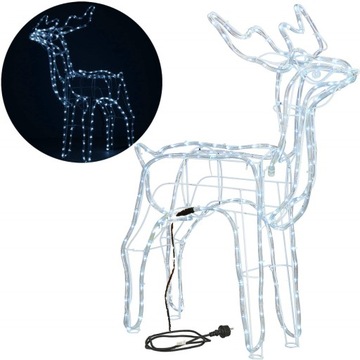 DUŻY ŚWIECĄCY RENIFER 216 LED ŚWIATŁO ZIMNE BIAŁE OZDOBA ŚWIĄTECZNA LAMPKI