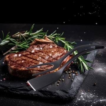 Зажим для еды Лопатка 2 в 1 Удобная многофункциональная кухонная черная