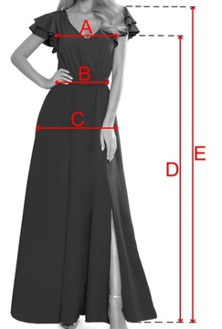 Połyskująca długa suknia z dekoltem-CZERWONA XS