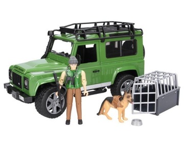 Bruder 02587 Land Rover z figurką leśniczego i psa