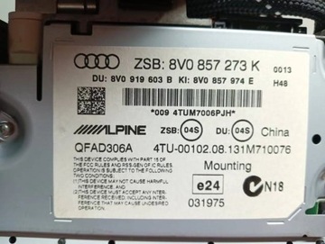 AUDI A3 8V OBRAZOVKA DISPLEJ 8V0857273K