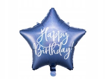 Balon foliowy gwiazdka Happy Birthday 45cm, granat