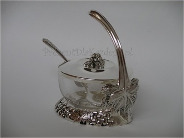 Cukiernica z łyżeczką Elegancka Posrebrzana