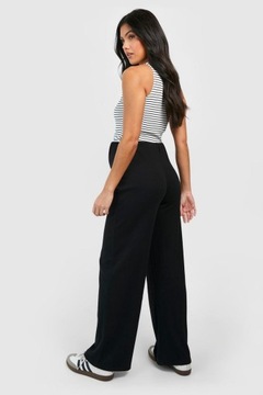 ПРЯМЫЕ КЛАССИЧЕСКИЕ БРЮКИ ДЛЯ беременных, ЧЕРНЫЕ В РЕБРУСКУ С ВЫСОКОЙ ПОСАДКОЙ BOOHOO 44