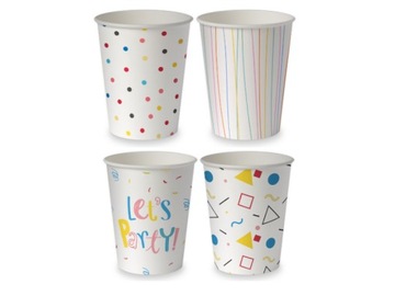 KUBKI PAPIEROWE do ciepłego 250ml PARTY MIX 50szt