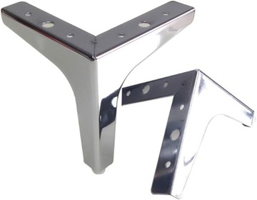 NÓŻKA MEBLOWA KOTWICA CHROM SREBRNA METAL 10 CM NOGA DO ŁÓZKA KOMODY SOFY
