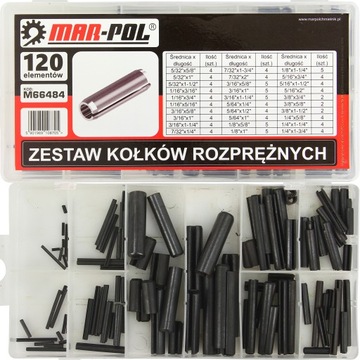 ZESTAW KOŁKÓW ROZPRĘŻNYCH TULEJKI 120SZT.