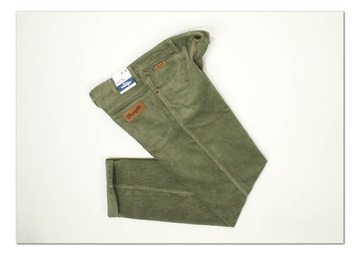 Wrangler Texas Dusty Olive męskie spodnie sztruks W33 L30