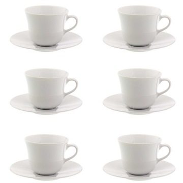 PORCELANA FILIŻANKA/SPODEK 200ml BIEL6SZT/KPL
