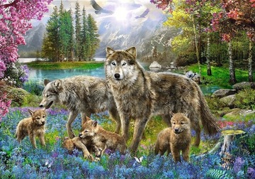 PUZZLE 1000 el. WILCZA RODZINA WILKI WILK LAS