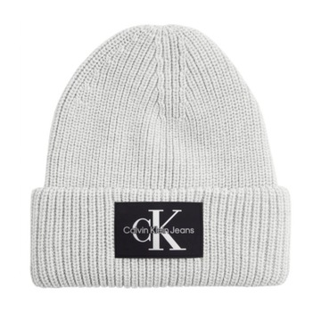 -27% CALVIN KLEIN JEANS CZAPKA MĘSKA MONOLOGO BEANIE SZARA