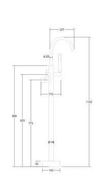 ОТДЕЛЬНО СТОЯЩИЙ ХРОМИРОВАННЫЙ НАПОЛЬНЫЙ СМЕСИТЕЛЬ ДЛЯ ВАННЫ LUGO