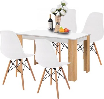 Stół + 4 Krzesła Nowoczesny Skandynawski Styl GRM