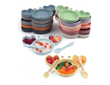 Набор для детской столовой из 9 предметов с силиконовыми аксессуарами, не содержащими BPA.