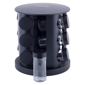 ВРАЩАЮЩАЯСЯ ПОДСТАВКА ДЛЯ СПЕЦИЙ, 12 БАНОЧЕК, ЧЕРНАЯ