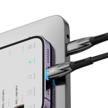 КАБЕЛЬ BASEUS FAST USB-C - LIGHTNING ДЛЯ IPHONE IPAD PD 20ВТ 2М С ПОДСВЕТКОЙ