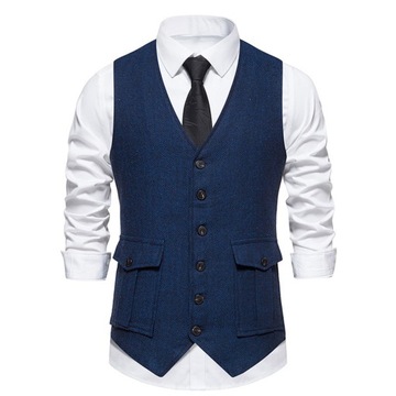 Men's Formal Suit Vest Retro V-neck Waistcoat Sing