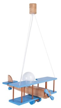 ŻYRANDOL DLA DZIECI LAMPA WISZĄCA SAMOLOT = DREWNO
