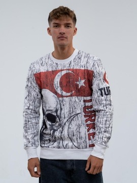 BLUZA MĘSKA BEZ KAPTURA BAWEŁNIANA KOLOROWA Biała Catch Turkey Czaszka M