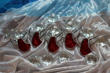 Витражные ангелы, НАБОР из 5 шт., красный, рифленый