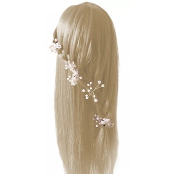 GŁÓWKA FRYZJERSKA do czesania głowa treningowa włosy włos blond + STATYW
