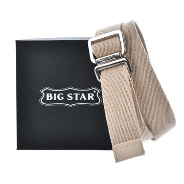 PASEK parciany DAMSKI BIG STAR do spodni beżowy + ETUI 100/115cm