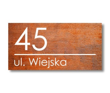 TABLICA TABLICZKA ADRESOWA ALUMINIOWA NUMER DOMU DIBOND 3MM UV RDZA 40X20CM