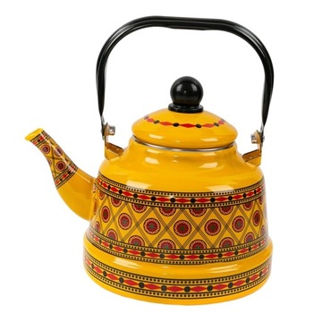 Czajnik 2,5 l Porcelanowy Emaliowany Żółty Styl B