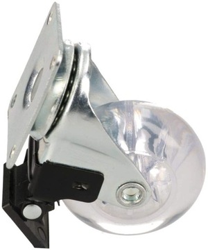 МЕБЕЛЬНОЕ ПОВОРОТНОЕ КОЛЕСО ПРОЗРАЧНОЕ, Ø50, ТОРМОЗ