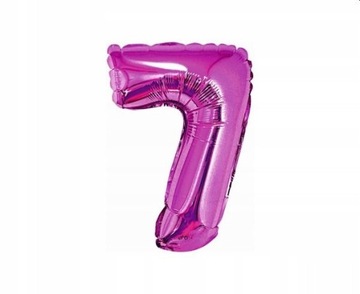 Balon foliowy Cyfra 7 różowa 35 cm Urodziny