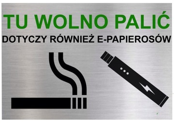 Tabliczka TU WOLNO PALIĆ 30x20 cm Aluminium
