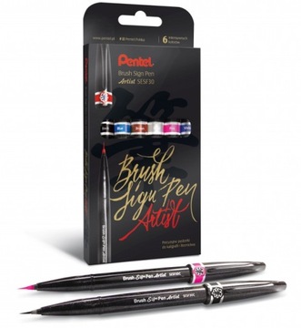 Pisaki pędzel PENTEL Brush Sign Pen Artist 6k doda