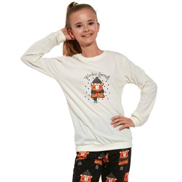 Piżama dziewczęca Cornette 592/160 Winter Bear r. 158/164 misie ecru