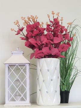 Biały wazon ceramiczny z kryształkami TG29000 glamour 24 cm