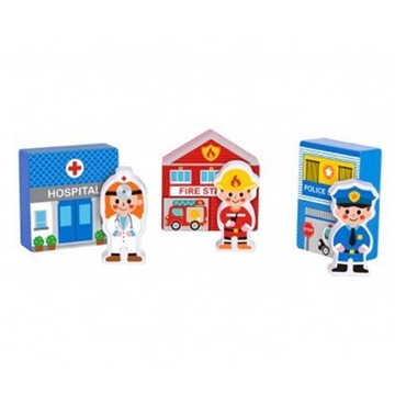 TooKY TOY ДЕРЕВЯННЫЙ НАБОР ЗДАНИЙ ФИГУРКИ ГОРОД