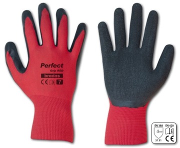 RĘKAWICE RĘKAWICZKI OCHRONNE ROBOCZE LATEKS BRADAS PERFECT GRIP RED 10 / XL