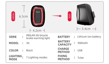 Интеллектуальная система СТОП для велосипедных фонарей Meilan X6