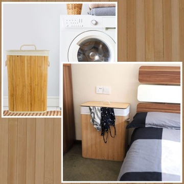 БАМБУКОВАЯ КОРЗИНА ДЛЯ БЕЛЬЯ БЕЛЬЕ ИГРУШКИ С КРЫШКОЙ БОЛЬШОЙ КОНТЕЙНЕР 72Л ТРАНЗИТ