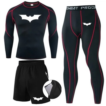 Męski kompresyjny zestaw bielizny MMA męski kalesony T-shirt legginsy